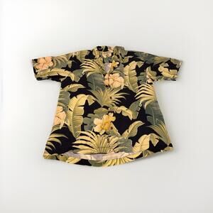 Vintage Tommy Bahama Shirt Mens Large Green Palm Floral Silk Hawaiian (B1)